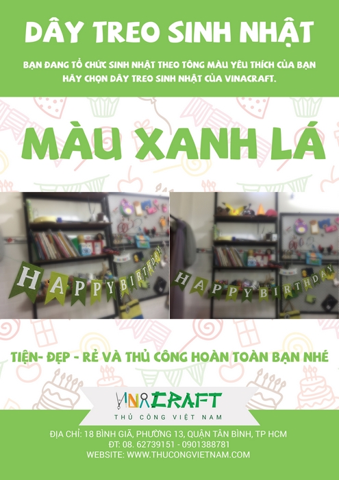 Bộ kit dây treo sinh nhật màu xanh lá